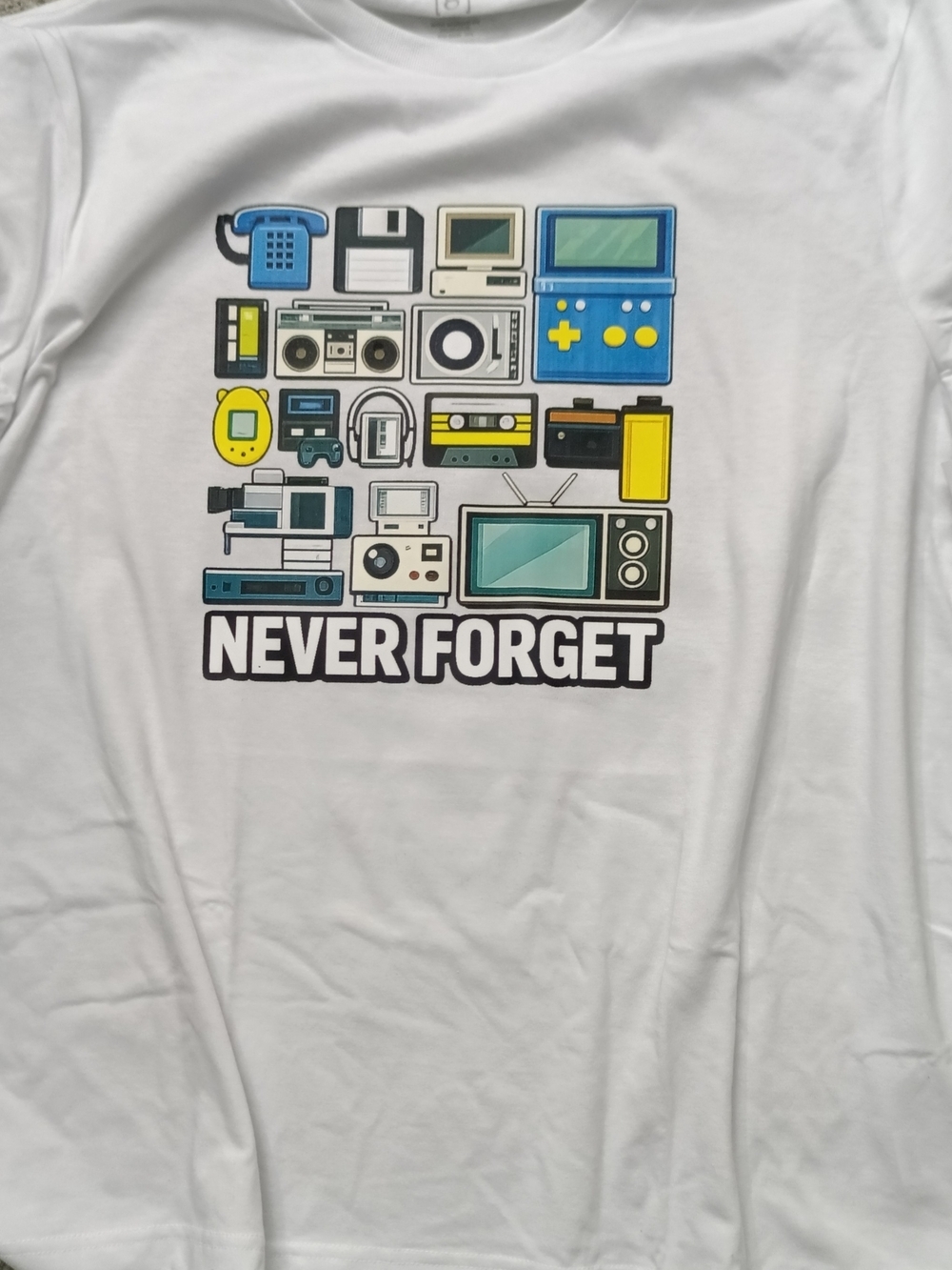 Never Forget Retro Tech Graphic Tee - White New 4XL
